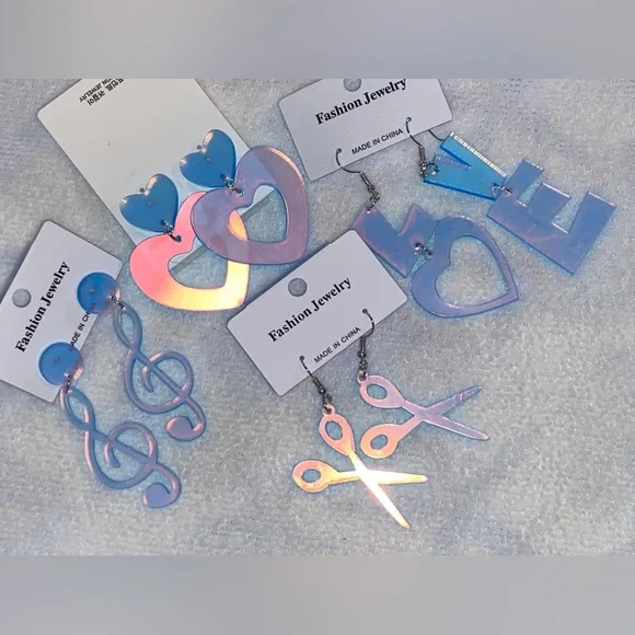 🎼Music Earrings🎼-New/Fun/Large/Iridescent/Plastic/Hippie/Rainbow/Party/Fun/Luv - Picture 5 of 12